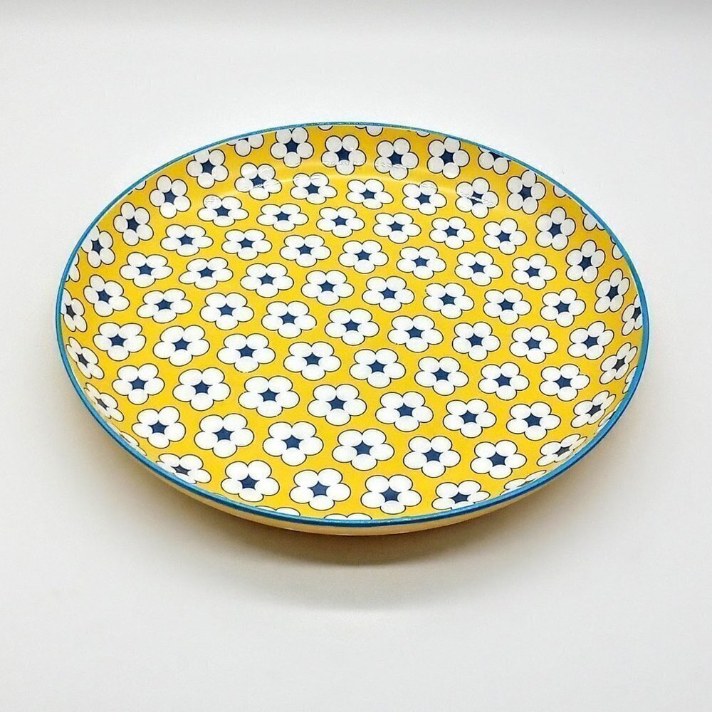 Christopher Vine Australia Yellow Blue Cotton Bud Porcelain Plate